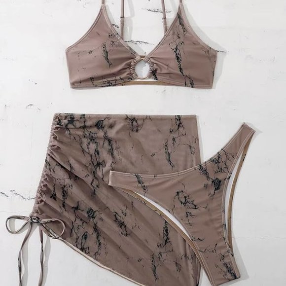 3 piece swimsuits ring linked halter bikini set - Picture 5 of 6